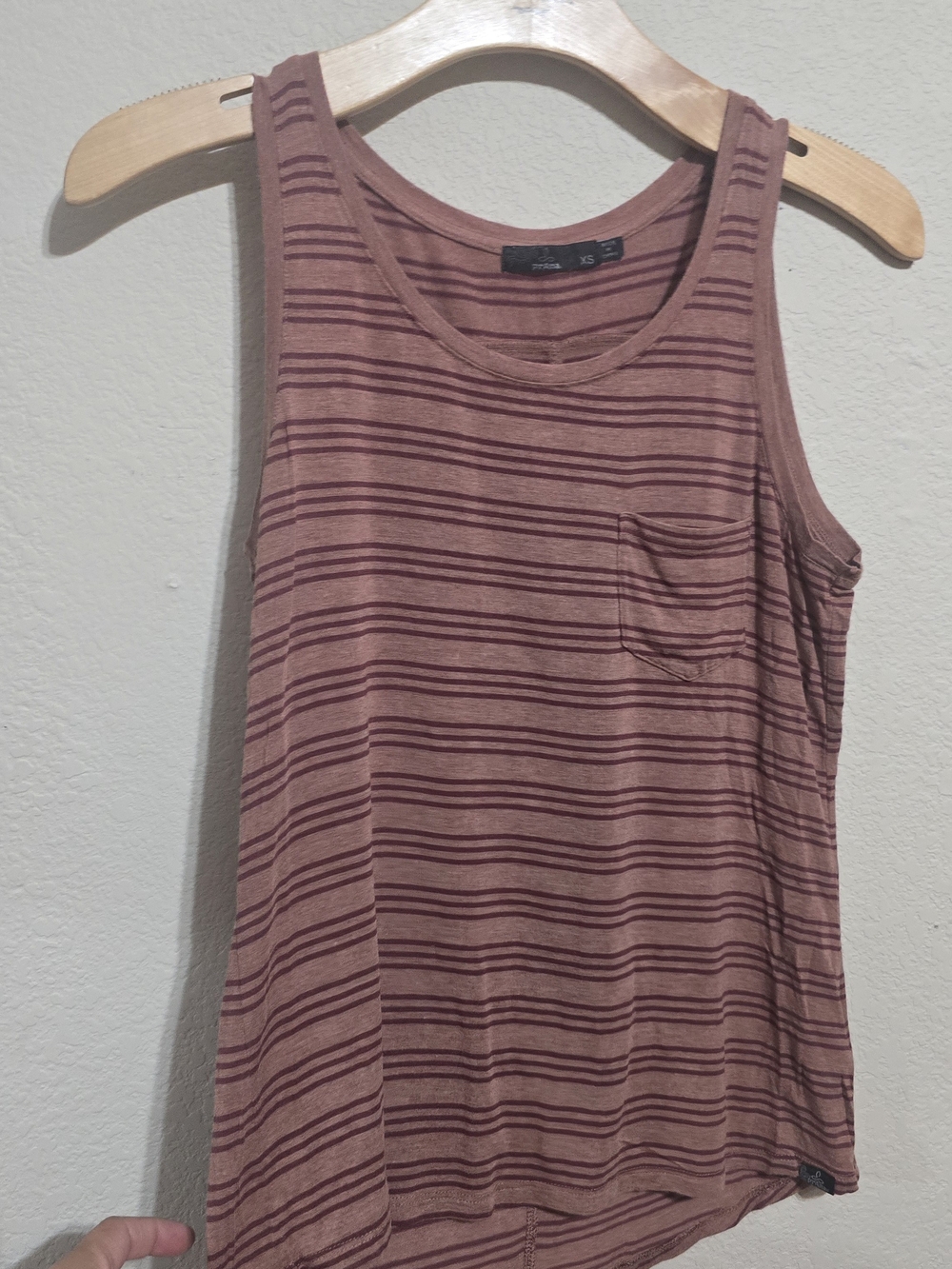 Prana Mauve Striped Tank with Chest Pocket - Women